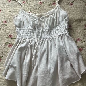 We The Free White Smocked Tie Front Camisole